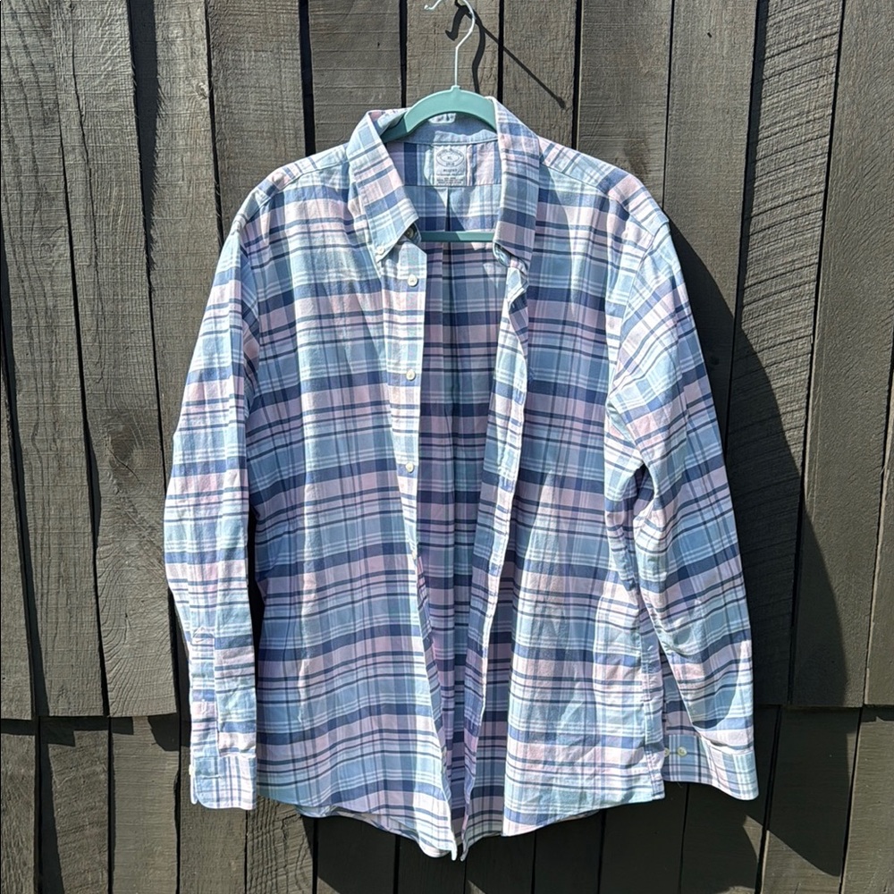 Mens Brooks Brothers Plaid Button Down size XL Regent